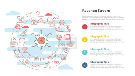 Illustration for Revenue streams concept for infographic template banner with four point list information vector illustration - Royalty Free Image