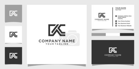 WC or CW letter logo design vector with business card design
