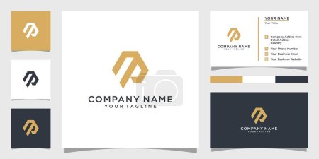MP or PM letter logo design template vector with business card design.