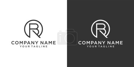 Concepto de diseño del logotipo de la letra inicial de BR o RB sobre fondo blanco y negro.