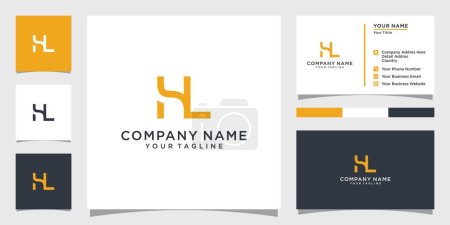Téléchargez les illustrations : Vecteur de conception de logo de lettre initiale HL ou LH avec conception de carte de visite - en licence libre de droit