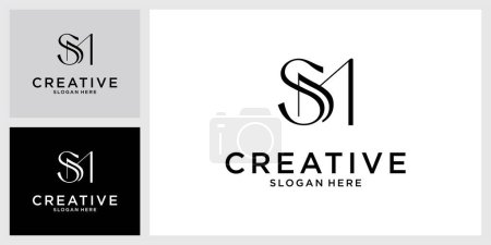 SM or MS initial letter logo design vector