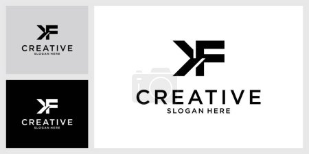 Ilustración de Vector de diseño de logotipo de letra inicial KF o FK. - Imagen libre de derechos