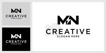 Logo initial lettre MN avec logo éclair design vectoriel