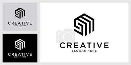 SM or MS initial letter logo design vector