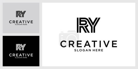 RY or YR initial letter logo design vector