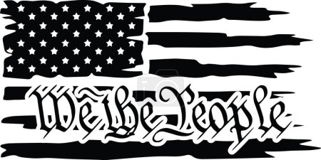 Ilustración de Distressed Waving Flag We The People Preámbulo Texto. Ilustración vectorial - Imagen libre de derechos
