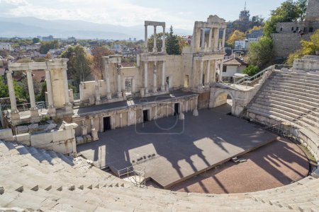 Foto de Ruinas de un antiguo teatro romano en Plovdiv, Bulgaria. - Imagen libre de derechos