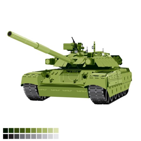 Tanque de batalla principal T-84.Vector ilustración de T-84 tanque de batalla.Ilustraciones militares en vector. 