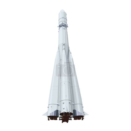 Illustration for Vector illustration of the space rocket "Vostok - 1". Space rocket vector graphic on transparent background. Illustrations on the theme of space. - Royalty Free Image
