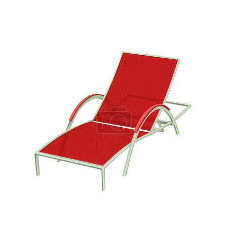 Téléchargez les photos : Illustration en couleur de chaises longues de plage.Illustration vectorielle de chaise longue pour se détendre sur la plage, dans le jardin, dans le patio. Chaise longue réglable d'été avec accoudoirs en vecteur. Illustration des accessoires de vacances d'été. - en image libre de droit