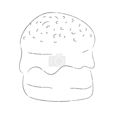 Line art of Easter baked goods. Easter cake. Vector illustration of Easter baked goods decorated with icing and confectionery sprinkles. Festive baked good exudes the joy and celebration of Easter holiday.
