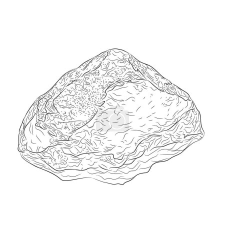 Detailed line art of natural gold nugget. Vector illustration of a gold nugget with a natural uneven shape and a shiny surface. Mining, investment in precious metals, jewelry, geological research. Illustrations of minerals and mineral resources.
