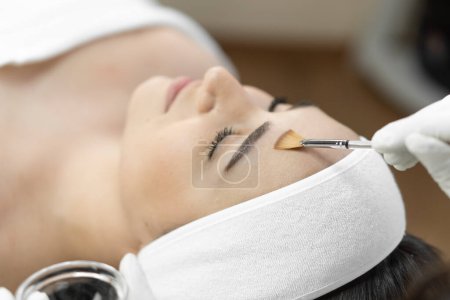 Photo for Travel your eyes through the photo, where you can see the before and after effect of facial skin peeling, which makes the skin healthier and more youthful in the beauty clinic. Relaxation and rest - Royalty Free Image