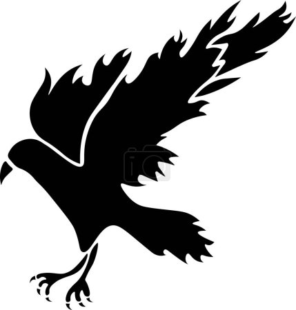 Crow Vector Stencil, Black and White