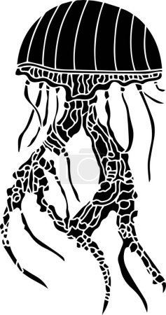 Jellyfish Vector Stencil, Black and White