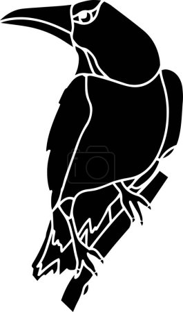 Crow Vector Stencil, Black and White 
