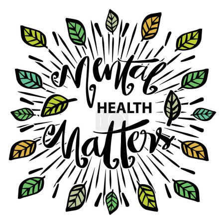 Mental health matters, hand lettering. Poster quotes.