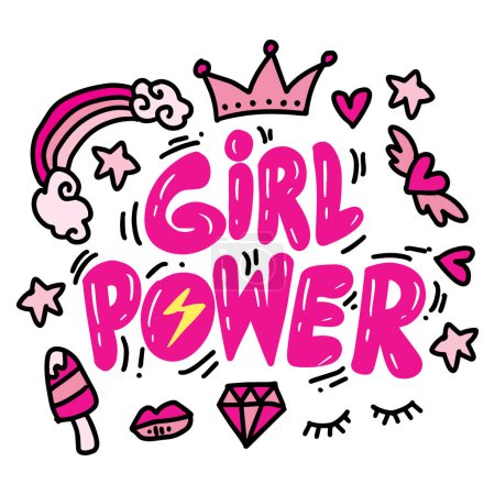 Girl power, hand lettering. Slogan concept.