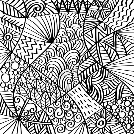 Ilustración de Fondo de dibujo de garabato abstracto. Blanco y negro. - Imagen libre de derechos