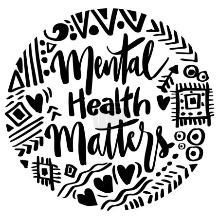 Illustration for Mental health matters, hand lettering. Poster healthy concept. - Royalty Free Image