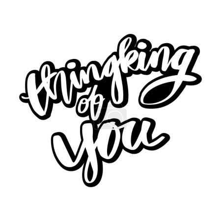Illustration for Thinking of you. Vector illustration. Hand drawn lettering. Inspirational quote. - Royalty Free Image