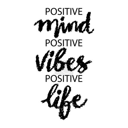  Esprit positif, vibrations positives, vie positive. Lettrage dessiné à la main. Illustration vectorielle