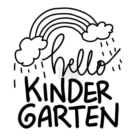 Hello kindergarten. Hand drawn lettering. Vector illustration.