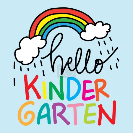 Hallo Kindergarten. Handgezeichnete Schrift. Vektorillustration.