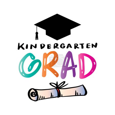 Kindergarten grad. Handgezeichnete Vektorillustration einer Graduierungskappe.