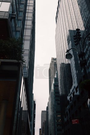 Téléchargez les photos : Low angle view of modern high-rise buildings on urban street of New York City - en image libre de droit