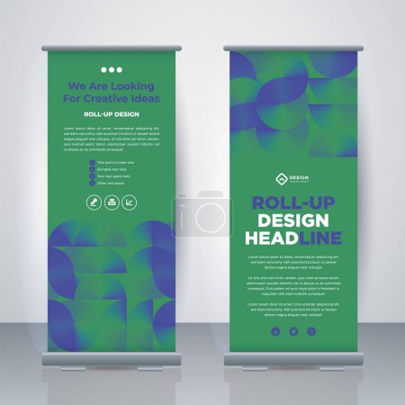 Illustration for Modern Business Roll Up. Standee Design. Banner Template. Presentation and Brochure. Geometric x-banner and flag-banner advertising. Vector illustration. - Royalty Free Image