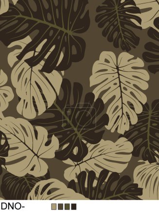 Photo for Seamless camouflage tropical pattern with tropical plants. Exotic camo background with monstera leaves. Fashion jungle print for design. Vector - Royalty Free Image