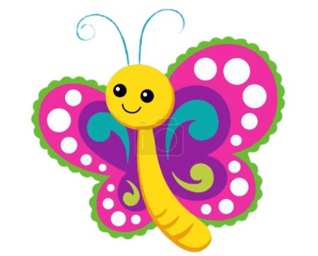 Téléchargez les illustrations : C'est une œuvre d'art de dessin animé mignonne et belle d'un papillon coloré et souriant. - en licence libre de droit