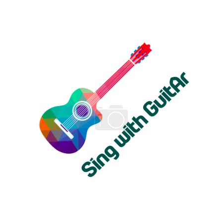Ilustración de Logo de guitarra vectorial. guitarra acústica. - Imagen libre de derechos