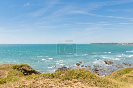 view of Pointe du Payre beach, Jard sur Mer, France on a summer day, Vendee, France