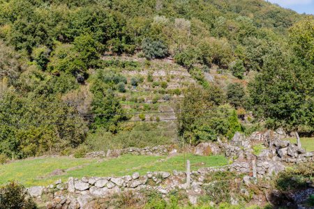 pequeña construcción de piedra en el valle de Geres cerca de Sistelo, Viana do Castelo, Portugal en un día de otoño