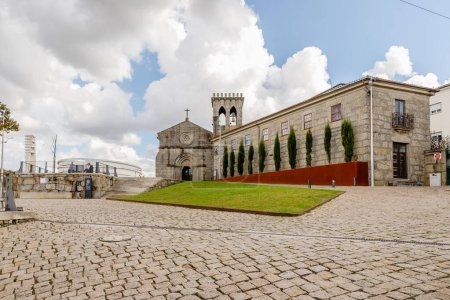 Photo for Antas, Vila Nova de Famalicao, Braga, Portugal - October 22, 2020: Architecture detail of the Church of Sao Tiago de Antas on an autumn day - Royalty Free Image
