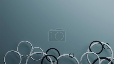 Foto de Tamaño mixto de anillo blanco y negro sobre un suelo azul degradado (renderizado 3D) - Imagen libre de derechos