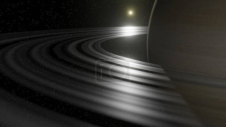 Photo for A part of Saturn rings and its reflection from sunlight (3D Rendering) - Royalty Free Image
