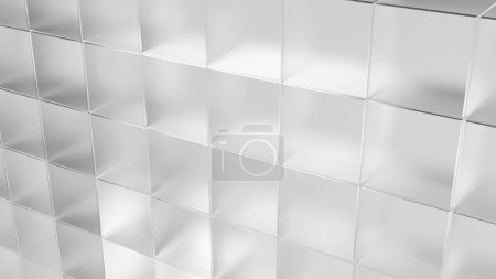 Téléchargez les photos : Mur de salle de bain en verre blanc turbide translucide en vue supérieure (rendu 3D) - en image libre de droit