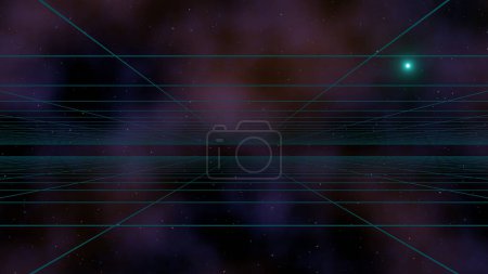 Foto de Dos planos de espacio azul - línea de tiempo en colorida nebulosa con una estrella azul (3D Rendering) - Imagen libre de derechos