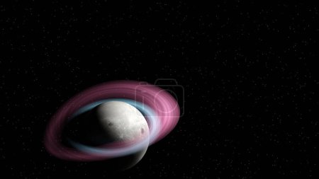 Téléchargez les photos : Double couche d'anneaux planétaires avec champ stellaire en arrière-plan (rendu 3D) - en image libre de droit