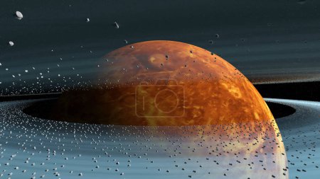Foto de Anillos planetarios de doble capa anormales con campo estelar en el fondo (renderizado 3D) - Imagen libre de derechos