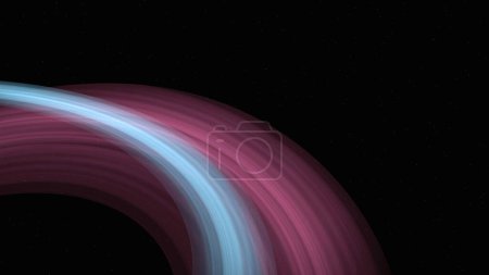 Téléchargez les photos : Anneaux planétaires doubles couches colorés anormaux avec champ stellaire en arrière-plan (rendu 3D) - en image libre de droit