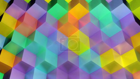 Foto de Colorida estructura del cubo hexagonal del color del arco iris (representación 3D) - Imagen libre de derechos