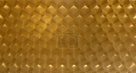 Gold hexagonal cube structure (3D Rendering)