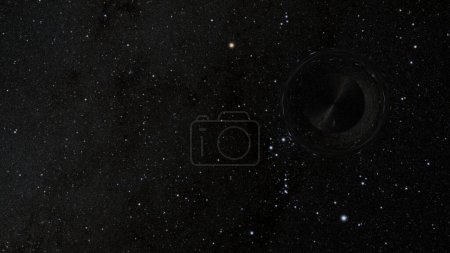 Foto de Un agujero negro en el espacio cerca de la constelación de Orión (representación 3D) - Imagen libre de derechos