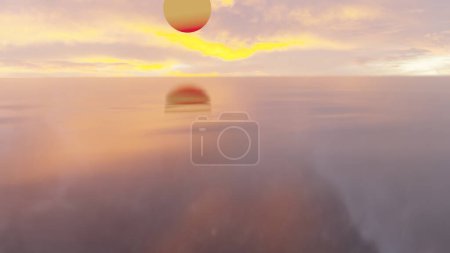 Foto de Puesta de sol en un mar con el cielo crepuscular en el fondo (Rendering) - Imagen libre de derechos