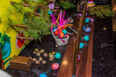 Photo for Easter Festival Celebration in Egyptian Hotels, coloring eggs and rabbits. Photo is selective focus with shallow depth of field. Shot taken at Cairo Egypt on 29 April 2019 - Royalty Free Image